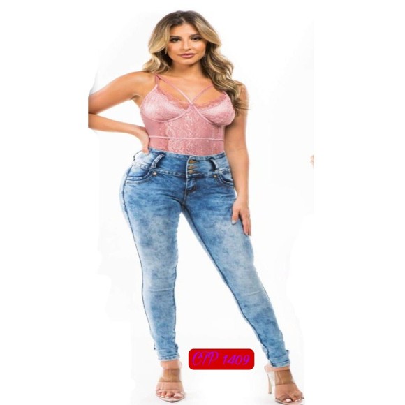 WAIST 28" SIZE 7 JEANS STRETCH DENIM BLUE  H4 CUTIE 1409 , SKINNY, REGULAR SIZE - Picture 4 of 11